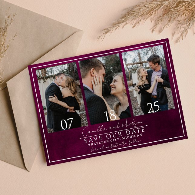 Reserva La Fecha Jewel Tone Romance | Granate | Boda (Subido por el creador)