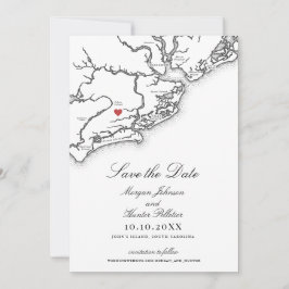 Reserva La Fecha Johns Island SC Map Elegant Black White Wedding
