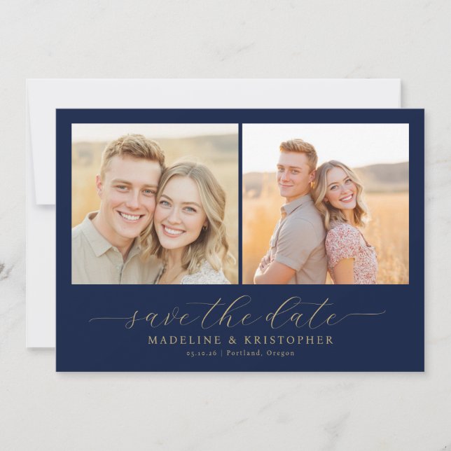 Reserva La Fecha Joyful Navy Contemporary Photo Collage (Anverso)