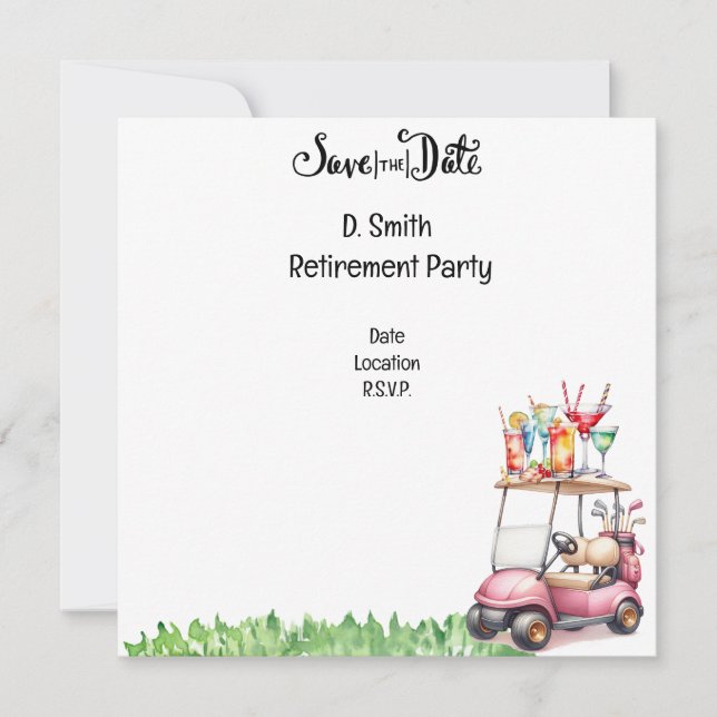 Reserva La Fecha Jubilación de golf para una mujer golfista (Anverso)