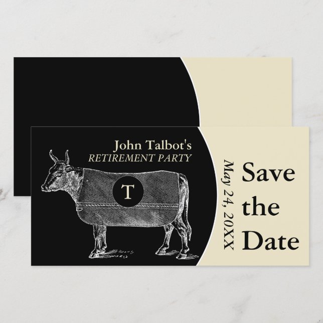 Reserva La Fecha Jubilación de Vintage Vow B Guardar Monograma de F (Anverso / Reverso)