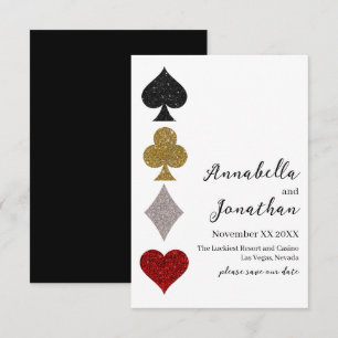 Reserva La Fecha Juego de Cartas Brillantes Boda Casino Las Vegas