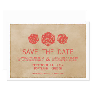 Reserva La Fecha Jugador de dados Red Grunge D20 Guardar la invitac