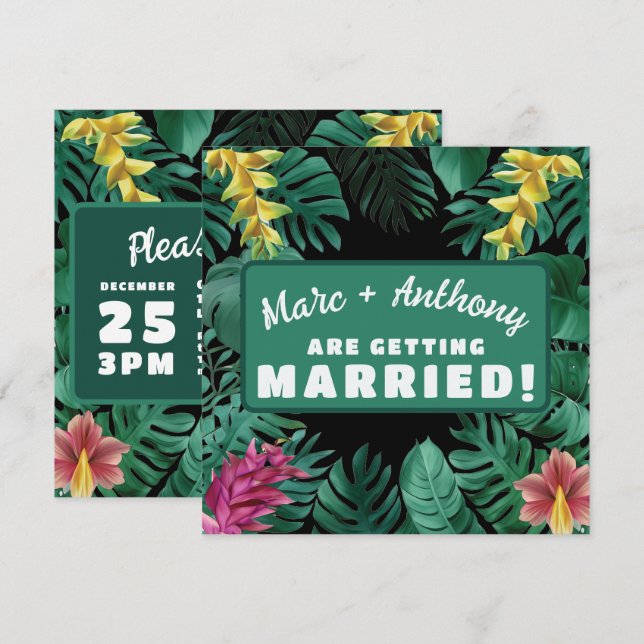 Reserva La Fecha Kelly Green Tropical Jungle Destination Wedding (Anverso / Reverso)