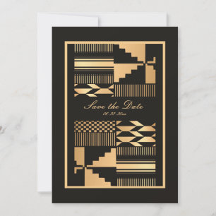 Reserva La Fecha Kente negro y dorado