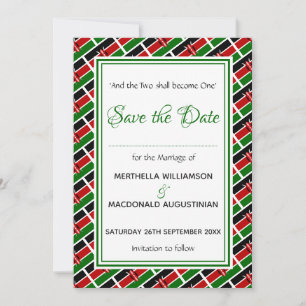 Reserva La Fecha KENYA FLAG Personalizada Scripture Elegante Kenia