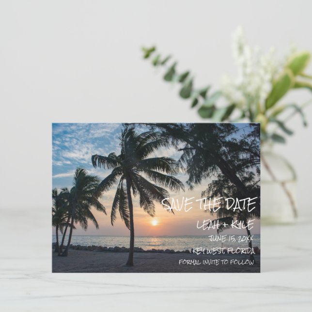 Reserva La Fecha Key West, Florida Sunset Destination Wedding  (Anverso de pie)