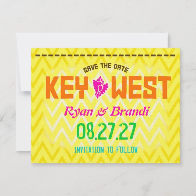 Reserva La Fecha KEY WEST Save the Date Linen (Anverso)