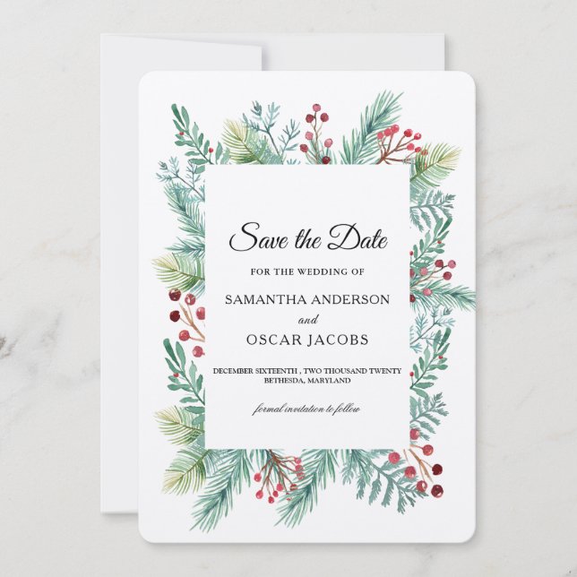 Reserva La Fecha Krfat Hoja de Invierno Marco Verde Salvar Fecha (Anverso)