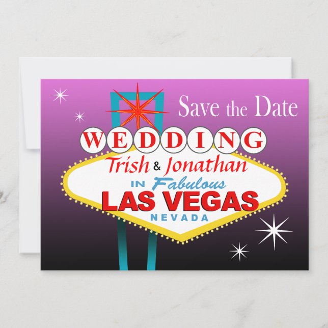 Reserva La Fecha La boda de Las Vegas salva la fecha - púrpura (Anverso)