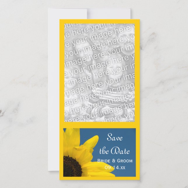 Reserva La Fecha La boda del girasol y el cielo azul salva la fecha (Anverso)