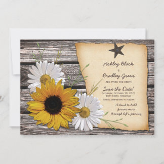 Reserva La Fecha La boda rústica de la margarita del girasol salva 