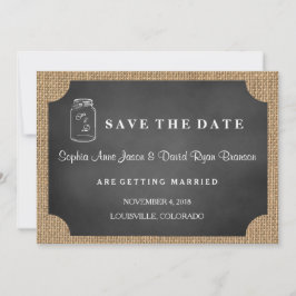 Reserva La Fecha La boda rustica Mason Jar Burlap AHORRA LA FECHA