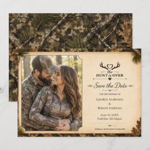 Reserva La Fecha La Caza Ha Terminado Camuflaje Foto Save the Date