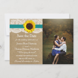 Reserva La Fecha La colección de Bodas de girasol Kraft rústico