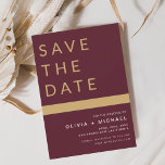 Reserva La Fecha La elegante Borgoña salva el elegante oro de la fe<br><div class="desc">Elegante Boda Borgoña elegante y oro Salven las tarjetas de cita. Las tarjetas Save the Date contienen una moderna tipografía de escritura cursiva con letras a mano que son elegantes,  simples y modernas para usar después de la minimalista celebración del día de la boda.</div>