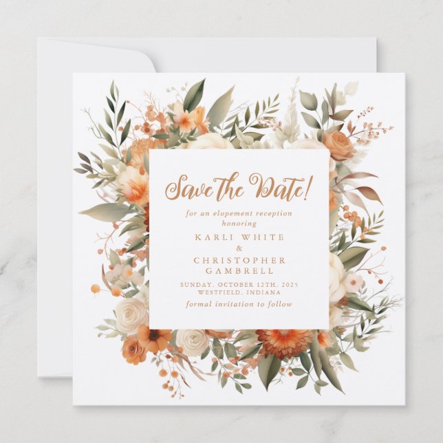 Reserva La Fecha La Elegante Recepción Floral De Otoño Salva La Fec (Anverso)