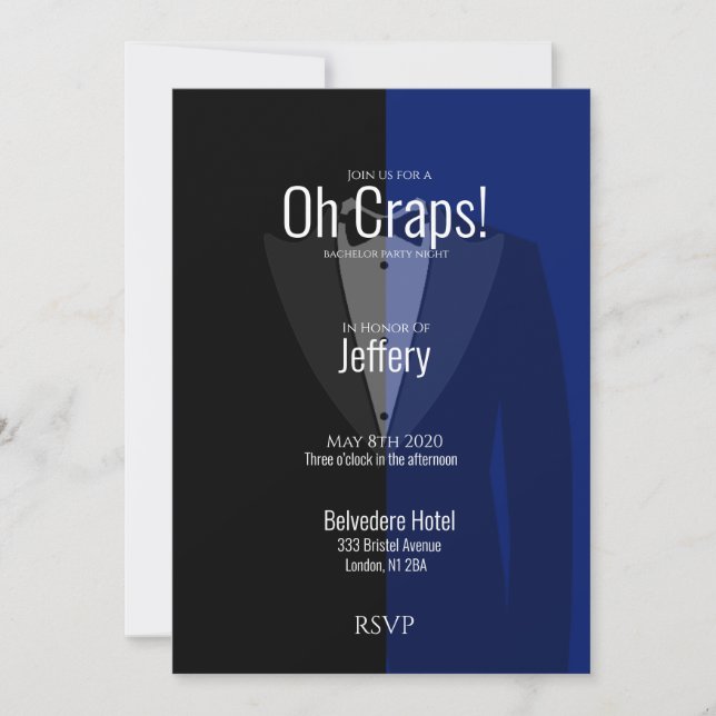 Reserva La Fecha La fiesta de soltero de esmoquin negro azul salva  (Anverso)