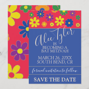 Reserva La Fecha La Flor del Bat Mitzvah Bar BM Salvar la fecha
