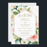 Reserva La Fecha La floral acuática dorada de Rubor moderna salva l<br><div class="desc">Boda floral más moderna ¡Salven las invitaciones de cita en la Pequeña Tienda Bayleigh!</div>