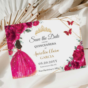 Reserva La Fecha La floral princesa de Fuchsia Quinceañera salva la