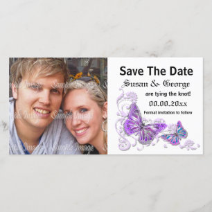 Reserva La Fecha La foto azul púrpura del compromiso PERSONALIZA