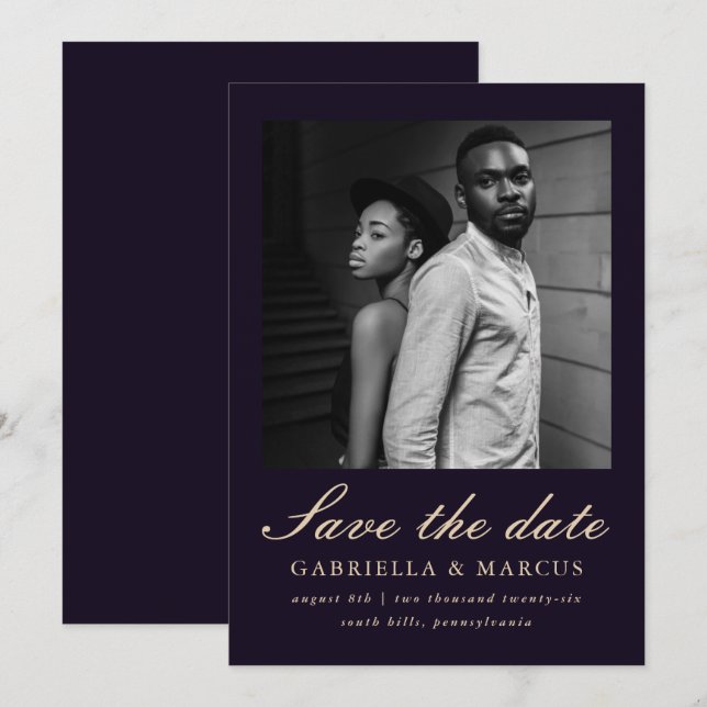 Reserva La Fecha La Fotomía Violeta Más Profunda Guarda La Fecha (Anverso / Reverso)