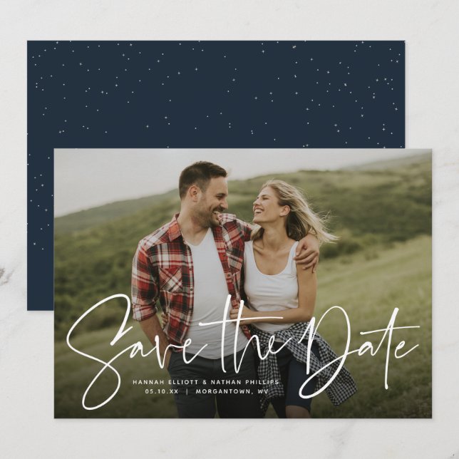 Reserva La Fecha La marina moderna de moda de escritura salva la ta (Anverso / Reverso)