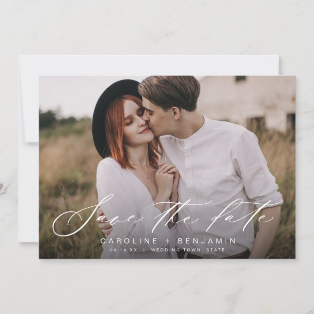 Reserva La Fecha La moderna boda fotográfica de caligrafía salva la (Anverso)