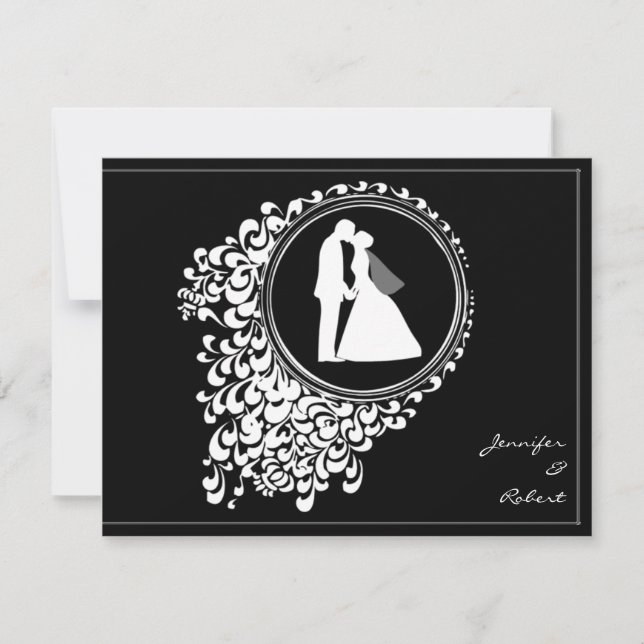 Reserva La Fecha La moderna silueta romántica de pareja salva la fe (Anverso)