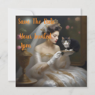 Reserva La Fecha La pintura al aceite de la novia del gato,