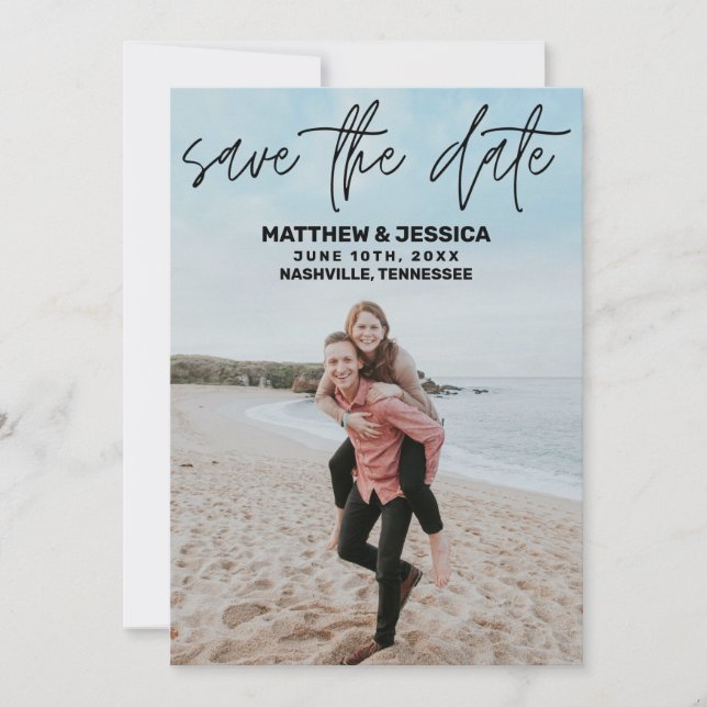 Reserva La Fecha La playa de fotos personalizada Save the Date (Anverso)