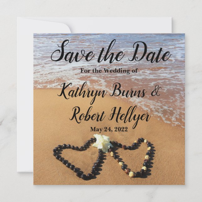 Reserva La Fecha La playa Kukui Nut Lei Beach Save the Date (Anverso)