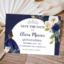 Reserva La Fecha La Princesa Floral Azul Quinceañera Salva La Fecha