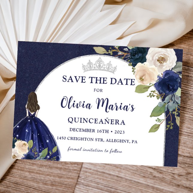 Reserva La Fecha La Princesa Floral Azul Quinceañera Salva La Fecha (Subido por el creador)