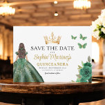 Reserva La Fecha La princesa verde esmeralda Quinceañera salva la f<br><div class="desc">Anuncie su día especial con una encantadora Princesa Verde Esmeralda Quinceañera Guardar la invitación de la fecha. Con una paleta de colores verde esmeralda y detalles elegantes, esta invitación marca el tono para una celebración real. Adornado con delicados acentos para una princesa, captura perfectamente la magia de tu próxima quinceañera....</div>