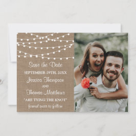 Reserva La Fecha La Rustic Burlap String ilumina la colección Boda
