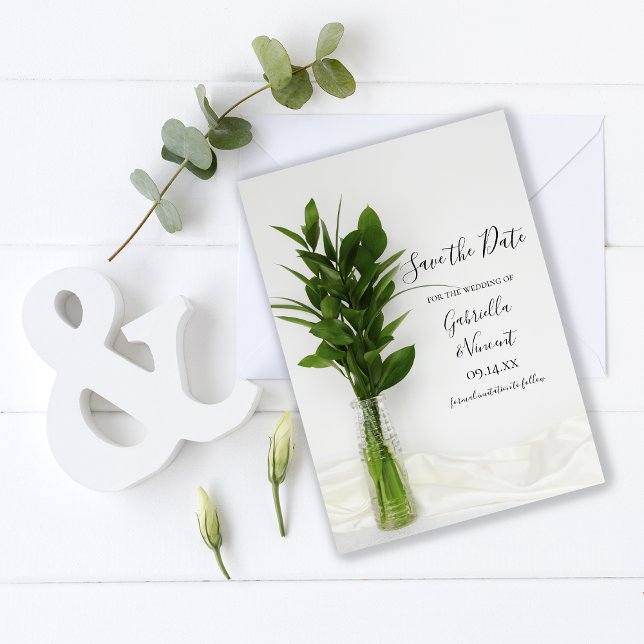 Reserva La Fecha La vegetación en la boda blanca salva la fecha (Subido por el creador)