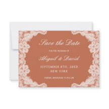 Lace blanco en la boda de Terracota Guardar la fec