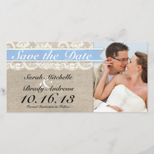 Reserva La Fecha Lace & Burlap Vintage Save the Date - Capri