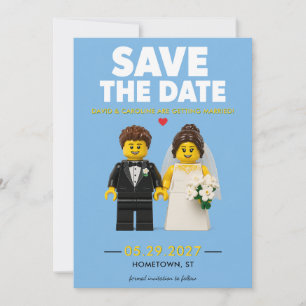 Reserva La Fecha Ladrillos de Construcción Clásico Bloques de Bodas