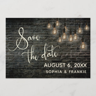 Reserva La Fecha Ladrillos industriales, luces de época, guardar la