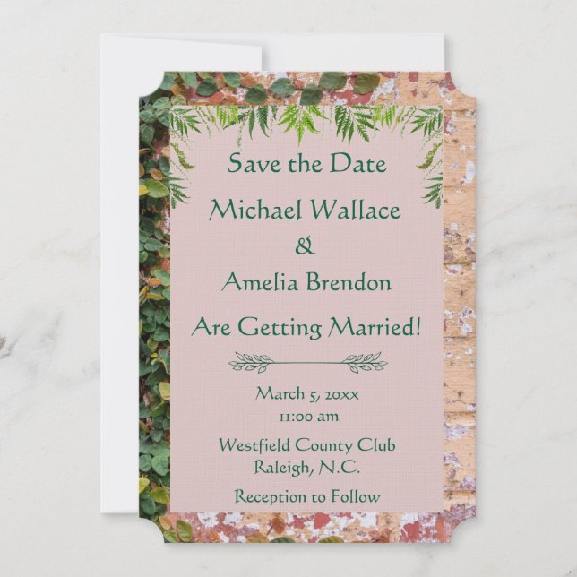 Reserva La Fecha Ladrillos pintados Boda de marfil verde salva la f (Anverso)