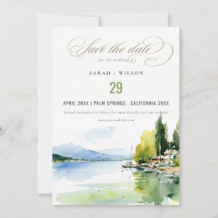 Reserva La Fecha Lago de Ginebra Suiza Acuarela Boda