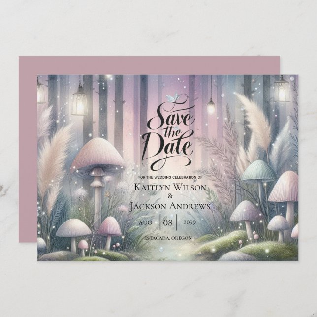Reserva La Fecha Lanternlight Dreams Enchanted Forest Boda (Anverso / Reverso)