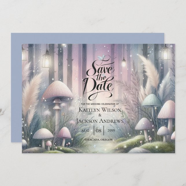 Reserva La Fecha Lanternlight Dreams Enchanted Forest Boda (Anverso / Reverso)