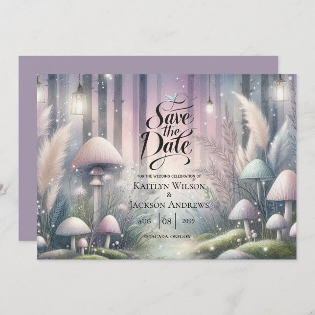 Reserva La Fecha Lanternlight Dreams Enchanted Forest Boda (Anverso / Reverso)