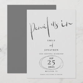 Reserva La Fecha Lápiz Mínimo En Gris De Guión Elegante