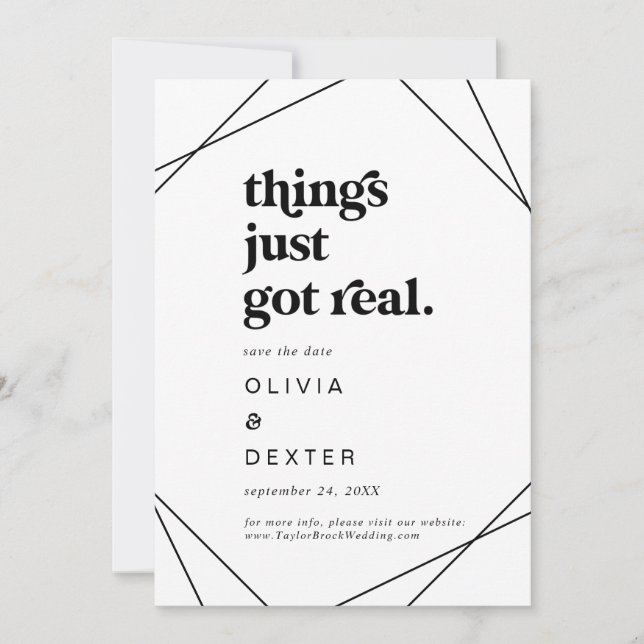 Reserva La Fecha Las cosas geométricas modernas se han vuelto reale (Anverso)