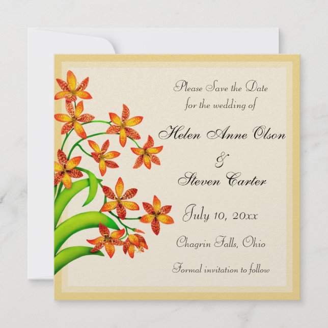 Reserva La Fecha Las flores de Candy Lily salvan la fecha (Anverso)